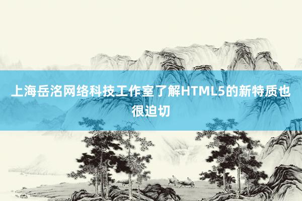 上海岳洺网络科技工作室了解HTML5的新特质也很迫切